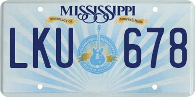 MS license plate LKU678