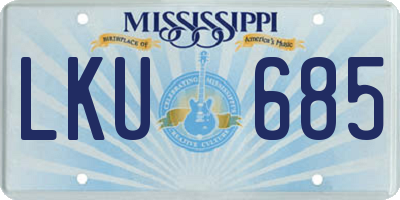 MS license plate LKU685