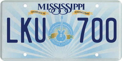 MS license plate LKU700