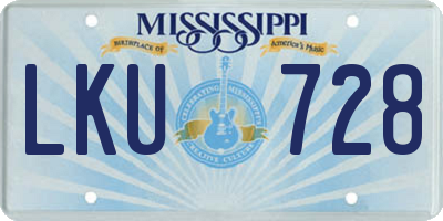 MS license plate LKU728