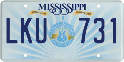 MS license plate LKU731