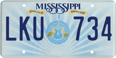 MS license plate LKU734