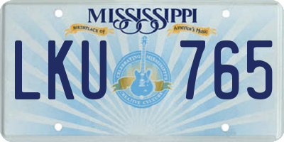 MS license plate LKU765