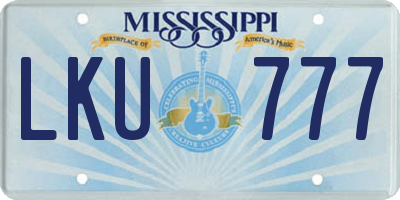 MS license plate LKU777