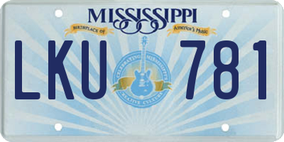 MS license plate LKU781