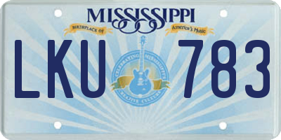 MS license plate LKU783