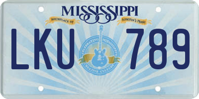 MS license plate LKU789