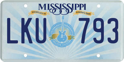 MS license plate LKU793