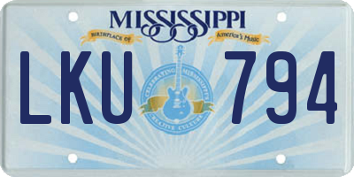 MS license plate LKU794