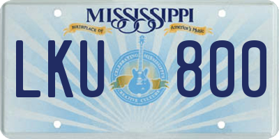 MS license plate LKU800