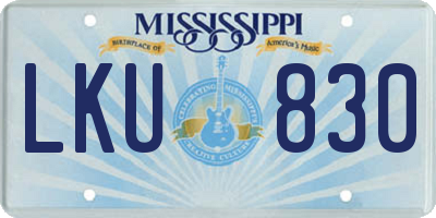 MS license plate LKU830