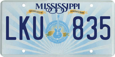 MS license plate LKU835