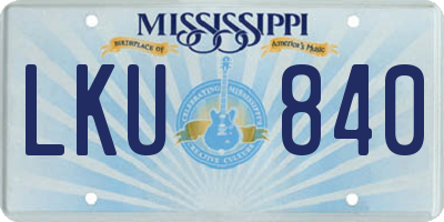 MS license plate LKU840