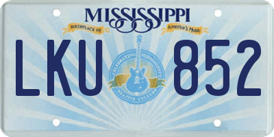 MS license plate LKU852
