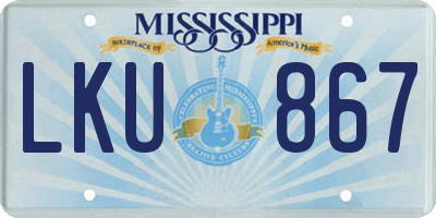 MS license plate LKU867