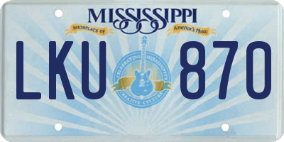 MS license plate LKU870