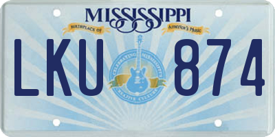 MS license plate LKU874