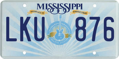MS license plate LKU876