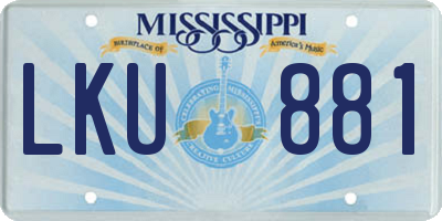 MS license plate LKU881