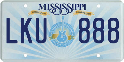 MS license plate LKU888