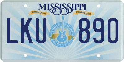 MS license plate LKU890