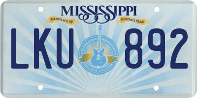 MS license plate LKU892