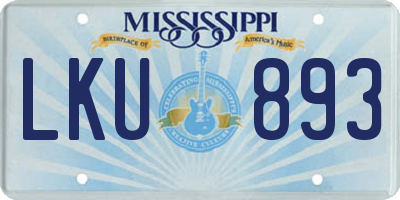 MS license plate LKU893
