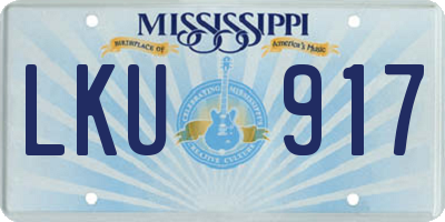 MS license plate LKU917