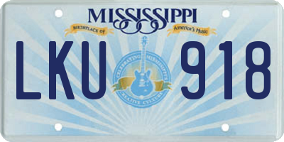 MS license plate LKU918