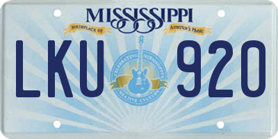 MS license plate LKU920