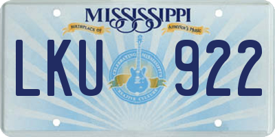 MS license plate LKU922