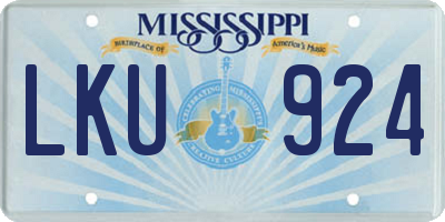 MS license plate LKU924