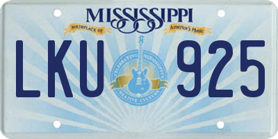 MS license plate LKU925