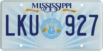 MS license plate LKU927