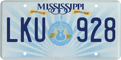 MS license plate LKU928