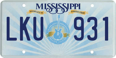 MS license plate LKU931