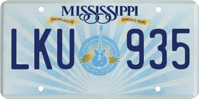 MS license plate LKU935
