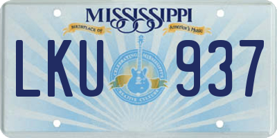 MS license plate LKU937