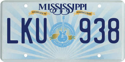 MS license plate LKU938
