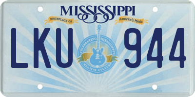 MS license plate LKU944