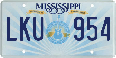 MS license plate LKU954