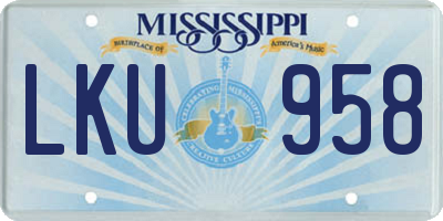 MS license plate LKU958