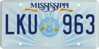 MS license plate LKU963
