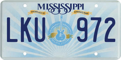MS license plate LKU972