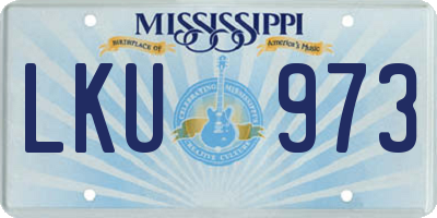 MS license plate LKU973