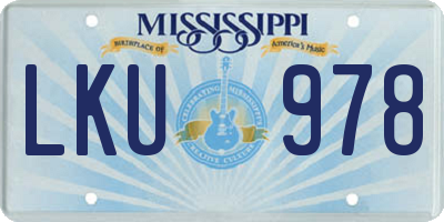MS license plate LKU978