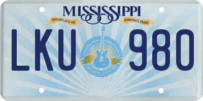 MS license plate LKU980