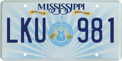MS license plate LKU981