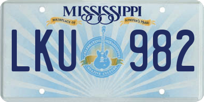 MS license plate LKU982