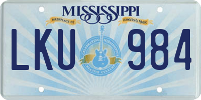 MS license plate LKU984